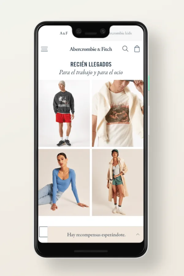 Versión móvil de la web de Abercrombie & Fitch