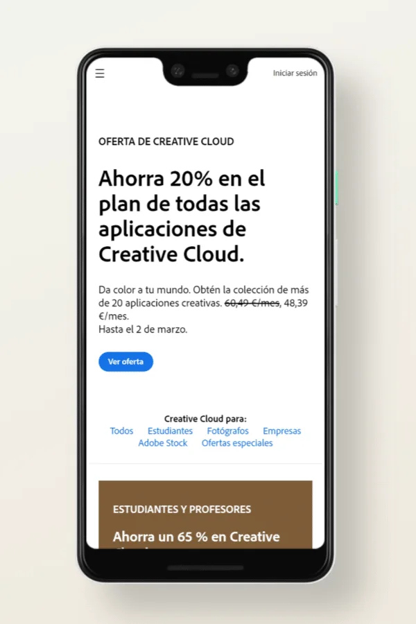 Adobe, versión sitios web para móviles