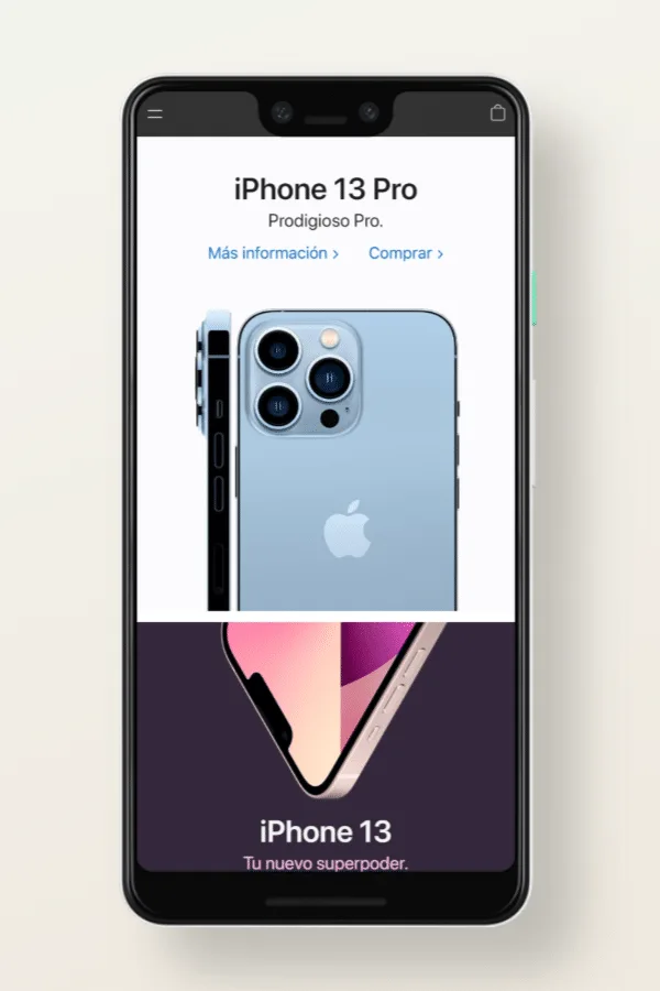 Apple, versión sitios web para móviles
