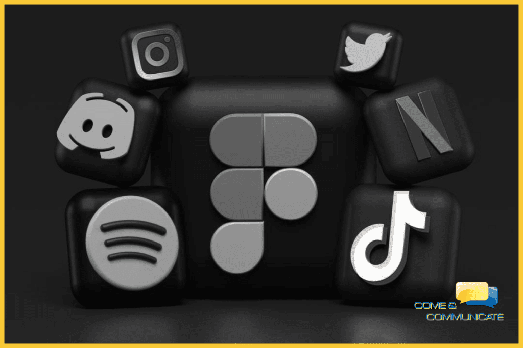 13 tendencias futuras del comercio electrónico en 2022 Iconos de Redes Sociales en blanco y negro