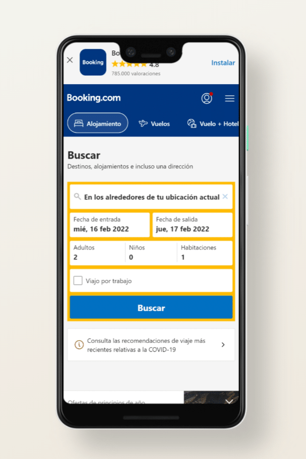 Los 21 mejores ejemplos de diseño de sitios web para móviles Booking.com, versión sitios web para móviles
