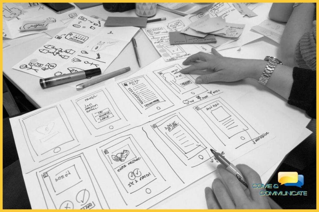 Cómo optimizar una página web para móviles Wireframes de una página web