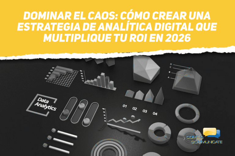 Representación en 3D de gráficos de barras y circulares sobre una estrategia de analítica digital para mejorar el ROI.