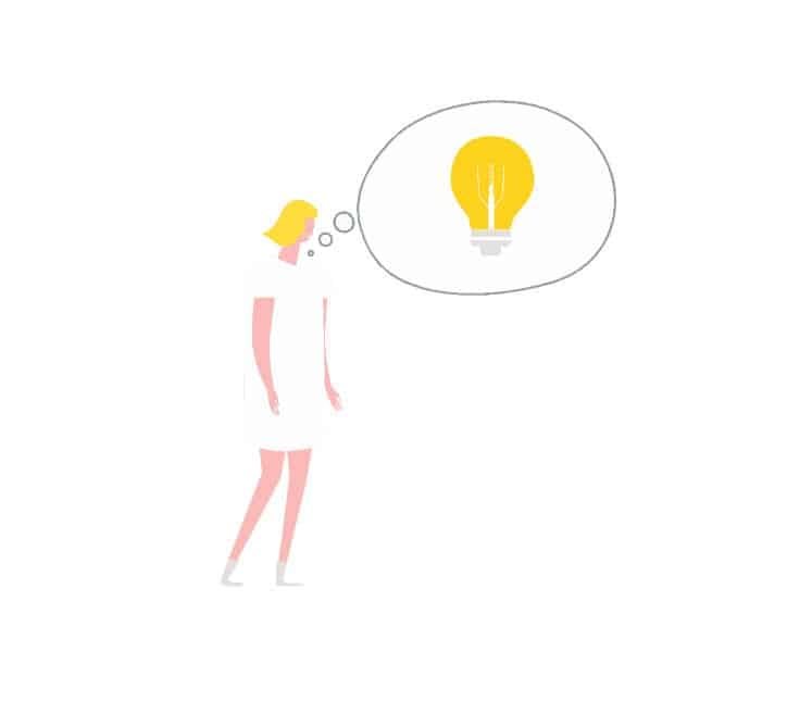 Trabajadora de Come Communicate teniendo una gran idea