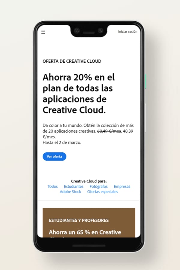 Adobe, versión sitios web para móviles