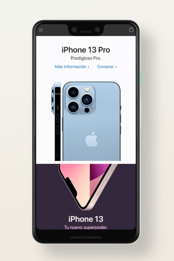 Apple, versión sitios web para móviles