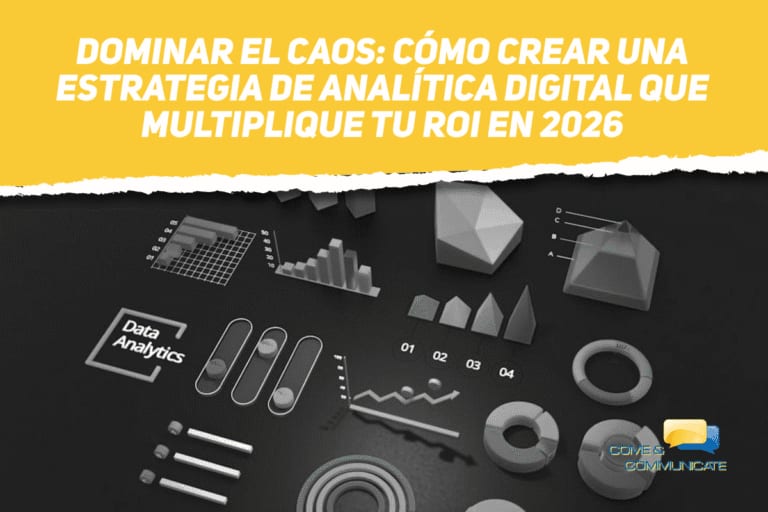 Representación en 3D de gráficos de barras y circulares sobre una estrategia de analítica digital para mejorar el ROI.